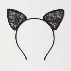 2X New H&M Cat Ear Hairband Laced Black